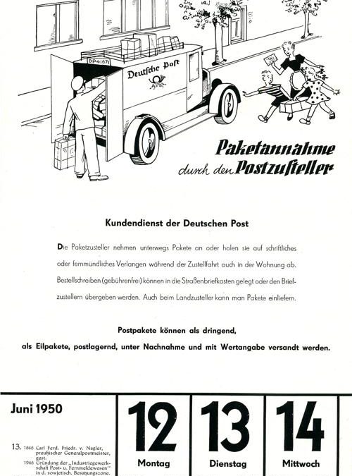 12. Juni 1950 – „Paketannahme durch den Postzusteller“