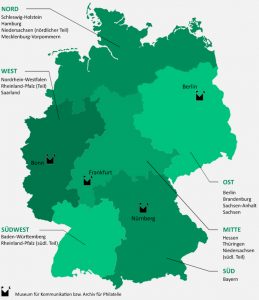Regionen der Deutschen Gesellschaft für Post- und Telekommunikationsgeschichte e.V.