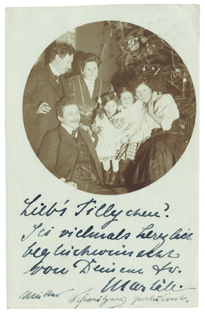 Fotopostkarte mit Familie am Weihnachtsbaum, 1907